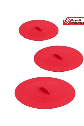 vipgross 3 Pieces Red Silicone Pot - Heat Protective Pan Lid
