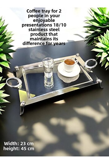 Tiamo Hatir Coffee Tray with Foot Silver