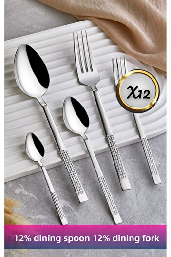 VENETTO Work Fork Spoon Set (12 Eat Spoon + 12 Eat Fork)