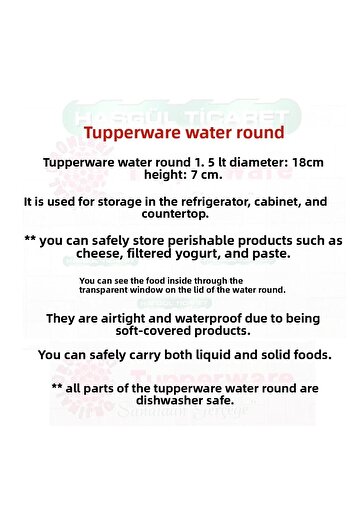 Tupperware 1.5 lt Water Round Cookie Box - Red Storage Container Hsgl