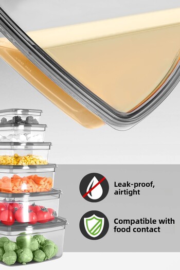 Meleni Home Set of 6 Square Leakproof Storage Containers - Microwave Safe Organizer Food Container Anthracite