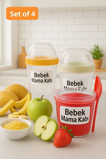 UGA İthalat Solution to the Problem of Food and Snack Spills – 4-Piece 500 ml Leak-Proof Baby Storage Containers