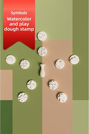 Fuon Symbols Play Dough and Watercolor Stamp Set Stamp Set with Replaceable Head- 11 Pieces