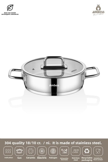 Amboss Nova Stainless Steel Glass Lid Oblate Pot 24X7 cm