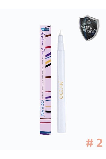 Ocean White Eyeliner, Liquid Pen Eyeliner, Waterproof, Intense Pigmented