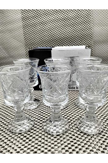 kurt41 6 Coffee Colored Crystal Cut Glass Glasses - for Water and Liquor