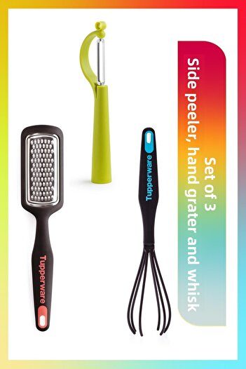 Tupperware Side Peeler, Hand Grater and Beater Set of 3