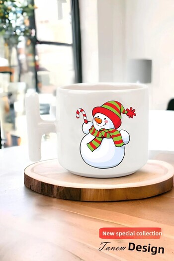 Tanem Tasarım T Handle Ceramic Mug with New Year New Year Christmas Design