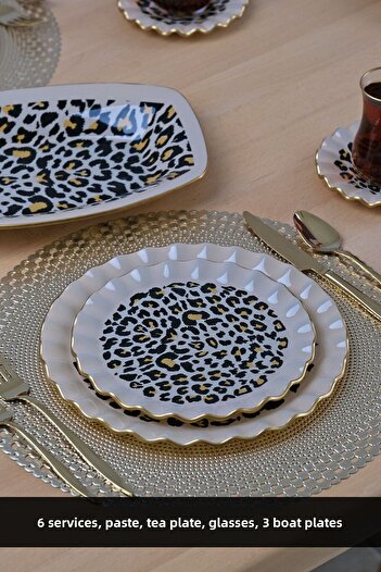 Glore Leopard Wavy 27 Piece Cake Serving Set for 6 People