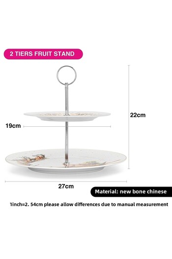 Fissman 2-Tier Fruit Stand -19cm/27cm Serving Plate, 22cm Stand- Christmas Themed-Design Cake Stand