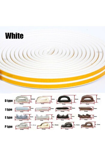 Choice1 10M (32.8ft) D (9mmx6mm) White 5m/10m Weather Stripping Door Seal Strip Diep Self-adhesive Draft Sto
