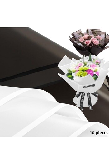 roco paper Flower Wrapping Paper Set, White-White&Black-Black, Matte Transparent Bouquet Wrapping Paper, 58X58 Cm, 10 Pieces