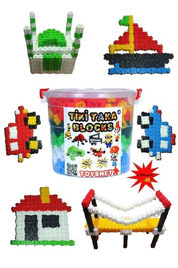 toysnet Tik Tock Educational Blocks Game Set 6 Colors 600 Pieces Cylinder in Storage Box!!