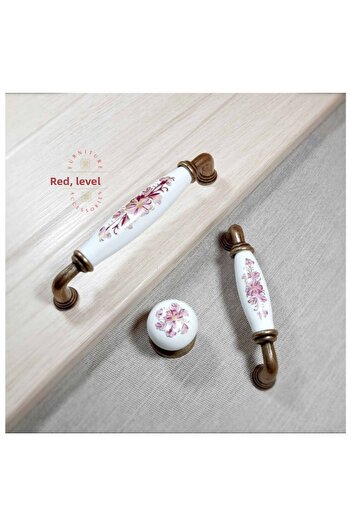 Red Level Yakut 128 mm - Mâner din porțelan galben antic, sertar de dulap modern și mâner de mobilier 148