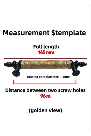 N NOXXO Decorative 96 mm Jute Decorated Black Drawer Cabinet Furniture Handle Hard Plastic Polymer