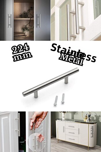 HOBİDABİ Mâner Inox 224mm Unitate TV din inox Mobilier dormitor Sertar Dulap dulap Bucătărie Mâner dulap