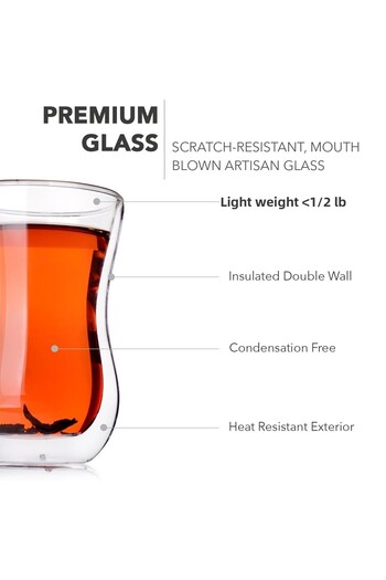 Mirolex Set of 2 - Double Wall Turkish Tea Glasses - 120 ml Insulated Heat Resistant & Lightweight