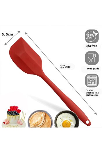 viarella Silicone Spatula Large Size Fireproof Non-stick Non-Scratch Red
