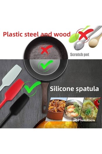 viarella Silicone Spatula Large Size Fireproof Non-stick Non-Scratch Red