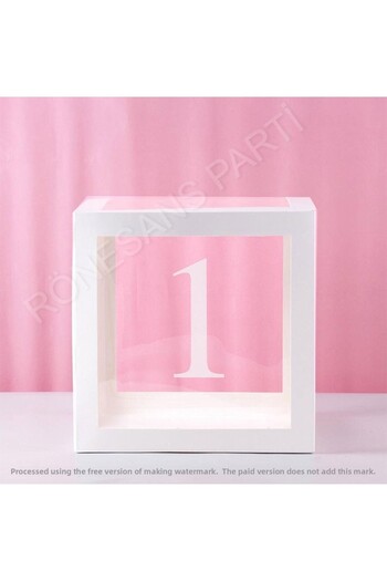 RÖNESANS PARTİ White Transparent Balloon Box 1 Number 25X25 cm