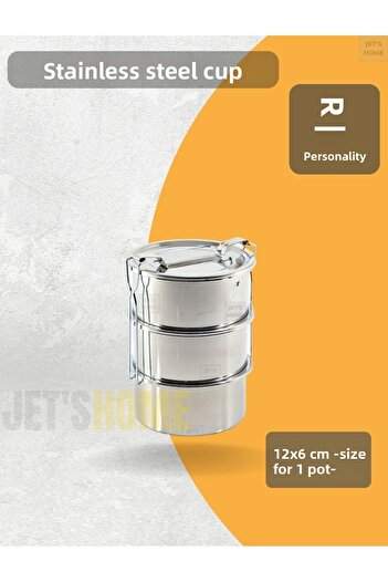 Jet's Home 3-Piece Expiry Bowl 12x6 cm Food Carrying Container Stainless Steel No:1