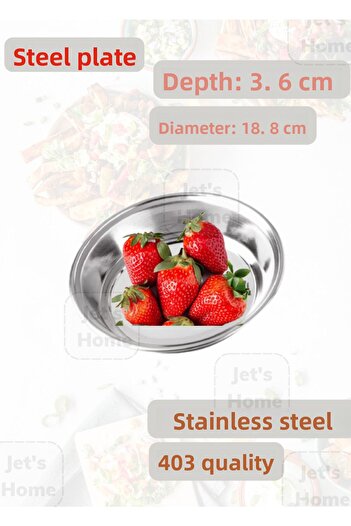 Jet's Home Steel Plate 18.8 Cm No:3 Stainless Plate 430 Quality Steel