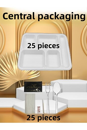 ACLFUAT Picnic Set 5 Eye Foam Plates 25 Pieces 25 Pieces 6 Pieces Catering Set (Mevlid Set Workplace Office Fair