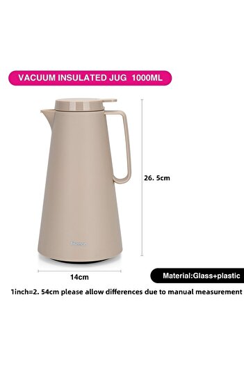 Fissman Vacuum Flask 1.0L Insulated Minimalistic Style Thermal Flask, Modern Dallah Beige