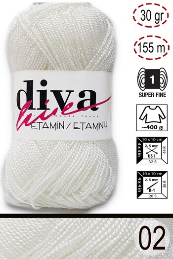 Diva İplik Diva Etamin Work Orlo 02 Λευκό