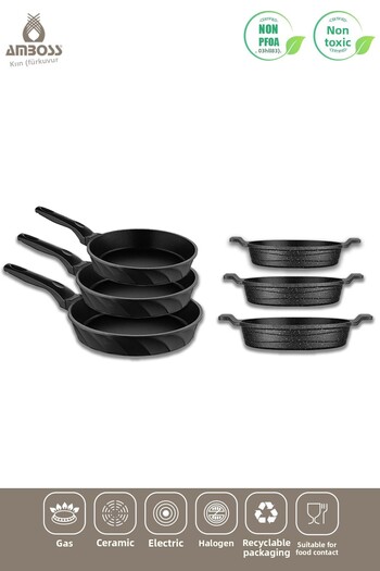 Amboss Riva 6 Piece Cast Titanium Coated Pan and Sauce Set
