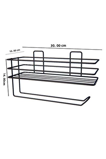 Jusso Paper Roll Towel Holder with Adhesive Shelf Napkin Holder Towel Paper Holder Black Bathroom Kitchen Organizer Shelf