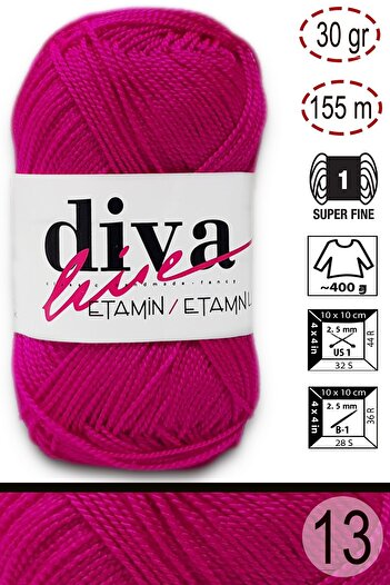 Diva İplik Diva Etamin Business Orlon 13 Σκούρο Φούξια