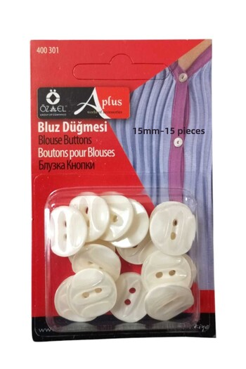 ÖZ-EL AŞ White Pearlescent Button - 15Pcs 15mm, Skirt Blouse Shirt Button - 400 301