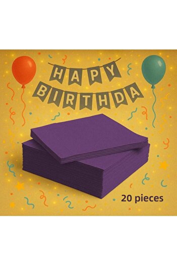 partyrüyası Purple Plain Colored Presentation Napkin 20 Pieces Aesthetic Birthday Party Concept