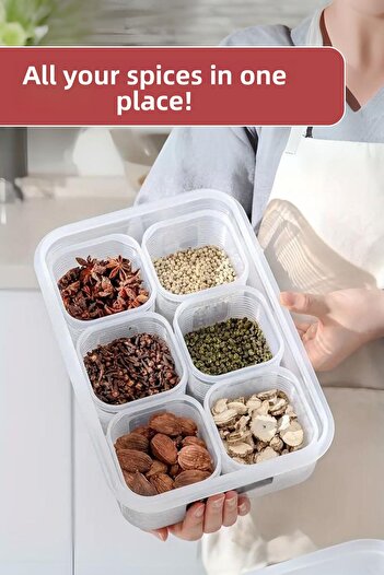 grimorlife 7 Pieces Leak Proof Airtight Spice Rack Storage Container 3.5 Lt - Spice Set - Sticker Gift