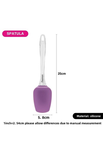 Fissman Silicone Spatula Turner, Transparent Handle High-Heat Resistant Spreading Spatula (Purple)