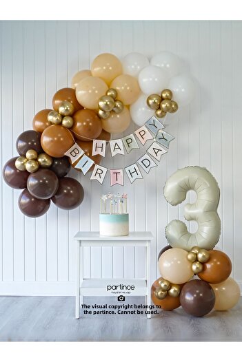 partince 3 Year Old Balloon Birthday Balloon Chain Mini Coffee Pass Party Set