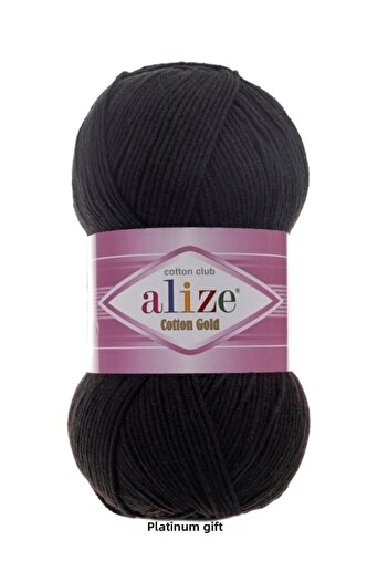 Alize (5 bucăți) Bumbac auriu 60 fire negre tricotate manual vestă cardigan ață eșarfă ață pulover