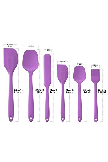 Rosemor 6-Piece Purple Silicone Spatula and Brush Service Set - Fireproof and Non-Stick Brush