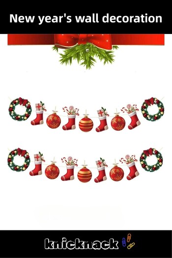 Knicknack Custom Production Single Side Print Christmas Christmas Decorative Paper Banner Garland Wall Ornament 165cm 4 Pcs