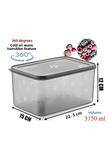 Turnberry 6-piece Ultra No Frost Anthracite Storage Container - Deep Freezer and Freezer (3x3150ml)(3x1500ml)