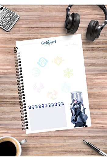 mertfigur Genshin Arlecchino Anime Spiral Notebook A5 (50 Sheets)