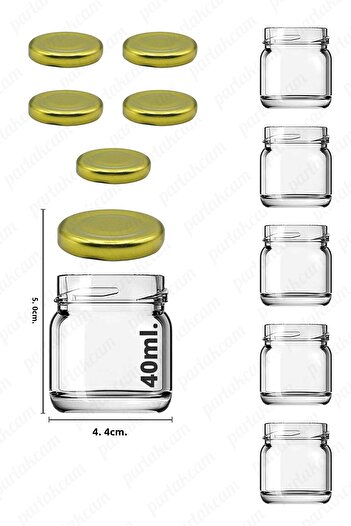 parlakcam 5 Pieces Mini-small Glass Jar Specimen, Food, Wedding and Henna Confectionery Jar 40ml