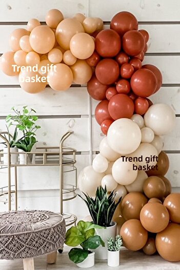 Trend Hediye Sepeti Skin Color - Burnt Orange - Sea Sand - Caramel 50 Pieces Balloon Chain Retro