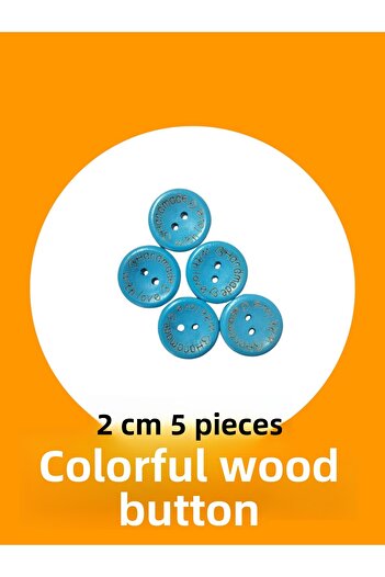 Masal Örgü Evi Button Blue Wooden Button 2 cm Cardigan Button Handmade Written