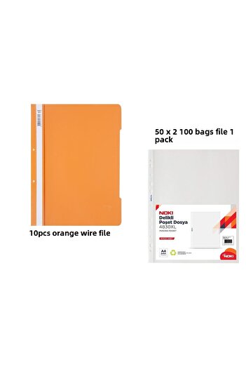 KarmaOfis Orange Wire Binder Set 2 (10 Orange Wire Binders + 100 Bag Binders)