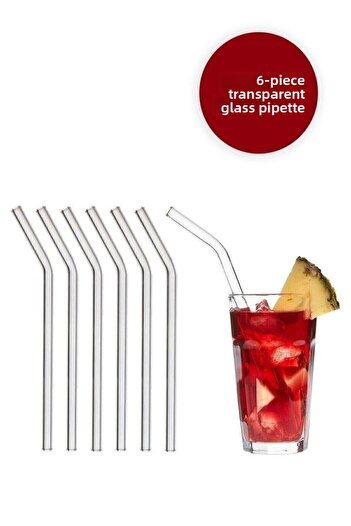 Amentes Transparent 6-Piece Glass Curved Straws