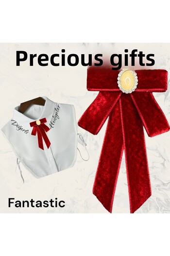 AGH Değerli Hediyeler New Year's Collar Ribbon New Year's Brooch Velvet Brooch Collar Jacket Bag Accessory