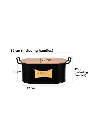 EVSTYLE Black Wooden Cut Board Bread Bowl - With Plate
