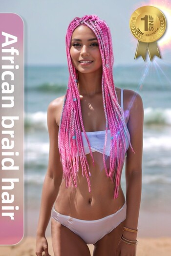 KONAK PERUK Fiber Synthetic Hair for African Braid Rasta and Box Braid - Light Fuchsia